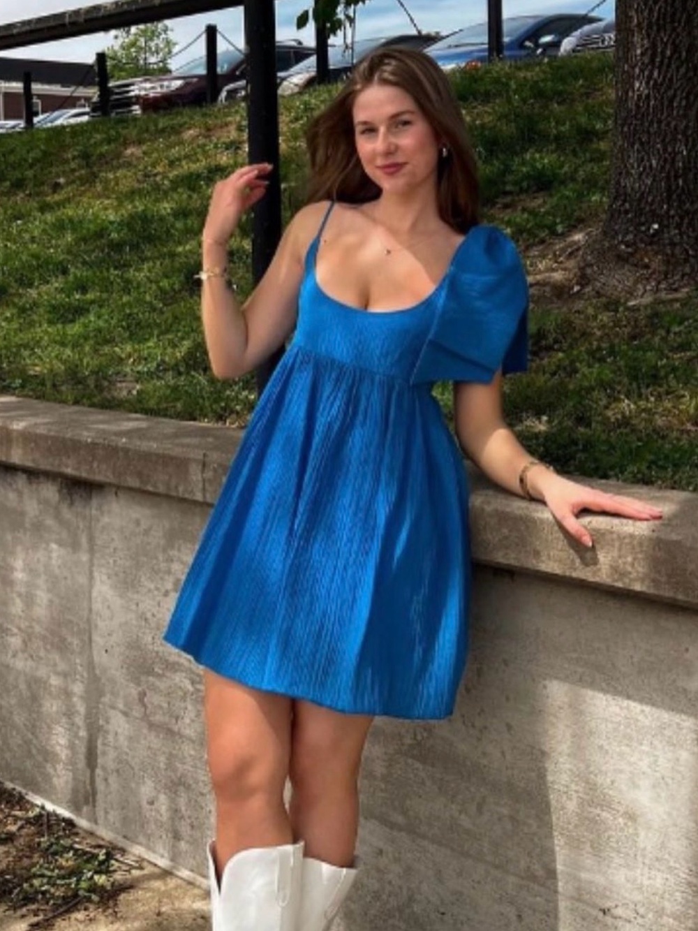 NWOT- Gianni Bini Electric Blue One-Shoulder Mini Dress
